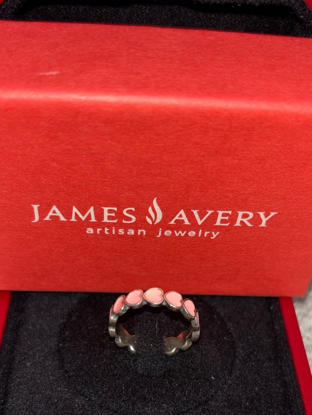 James Avery Sterling Silver Enamel Connected Hearts Ring In Pink